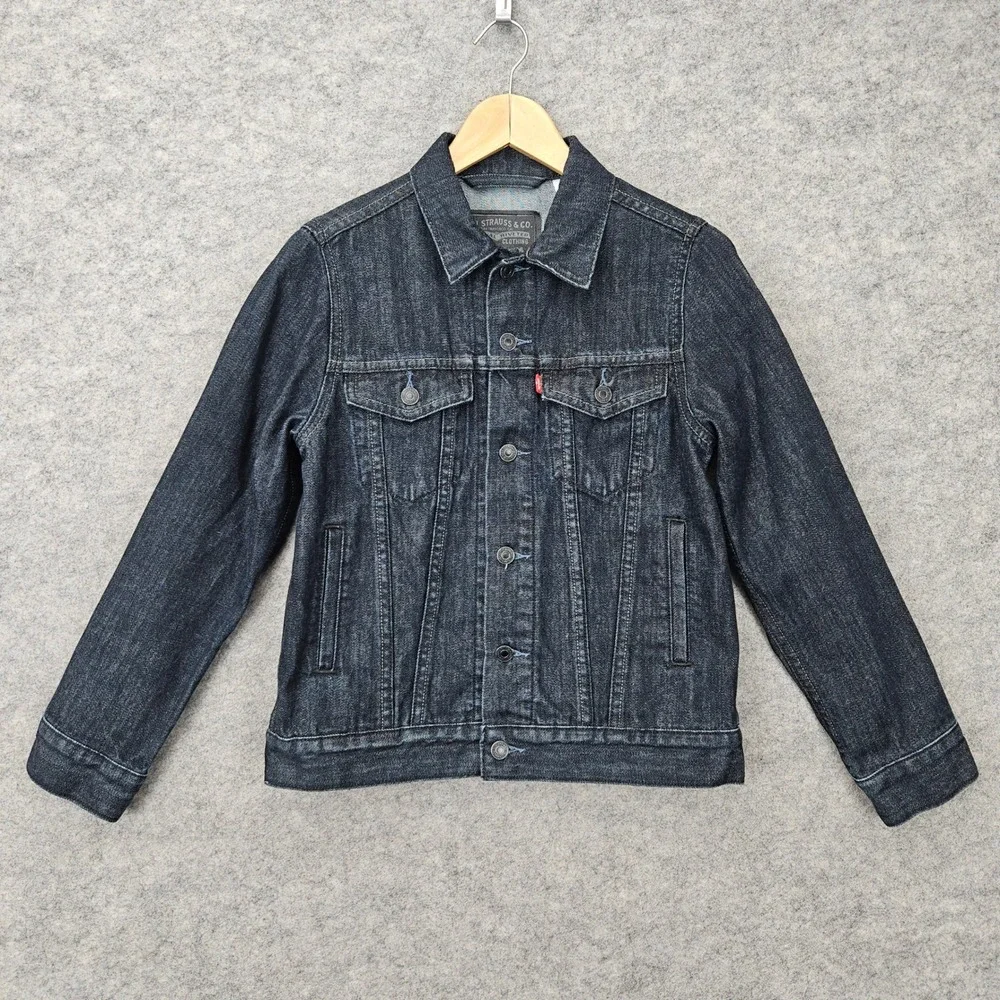 Levi's Youth Dark Wash Denim Trucker Jacket‎ Size M 100% Cotton 57511 Button Up